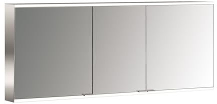 Emco Prime 2 Facelift Lichtspiegelschrank, 1600 mm, 3 Türen, mit verspiegelten Seitenwänden, Aufputzmodell, 9497, Farbe: Aluminium/Spiegel