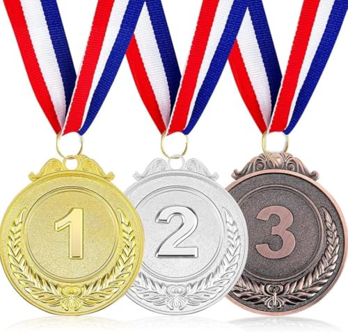 Norhogo 3 medaglie in metallo, medaglie in oro, argento, bronzo, 1. 2. 3. Medaglie in stile olimpico con nastri, per attività per bambini, giochi, concorsi, feste