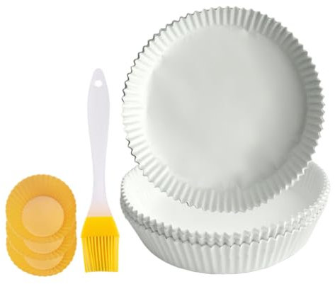 Garneck 1 Jeu papier pour friteuse à air cuiseurs à vapeur friteuse para air plat four plaque four plats four doublures de cuisson pour friteuse à air doublures de cuisson uniques blanche