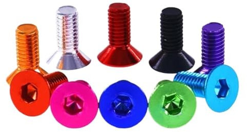 YUANYAO 10 Stück Aluminium-Flachschrauben M3 M4 M5 M6 Flachsechskant-Innensechskant-Senkkopfschrauben Bolzen Eloxiert 10 Farben(Black,10MM_M4)