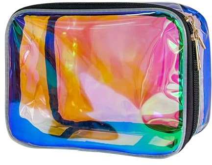 TotePrint Regenbogen Make-up-Tasche PVC Große Kapazität Transparente Aufbewahrung Waschbeutel Tragbare Reißverschluss Tasche 20 x 14 x 8 cm wasserdichte Kosmetik Geschenktasche Frau (437-15)