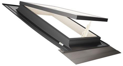 SERVICE SOLUTIONS - Lucernario Best Vasistas in Alluminio | Vetrata Isolante standard 4-9-4 | Interno Legno Abete | Maniglia in Plastica con 4 Posizioni di Apertura (CM 55X72 (BASE X ALTEZZA))