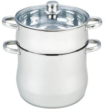 Couscoussiera Pentola per Cous Cous Cuscus Vaporiera a Induzione In Acciao Inox (12 L)
