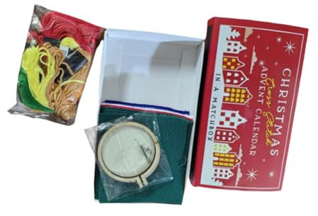 perfk Weihnachts-Kreuzstich-Adventskalender, Weihnachtsdekoration, handgemachtes Nähen, dekoratives Kunstzubehör für Frauen, Enthusiasten, Party, Rot