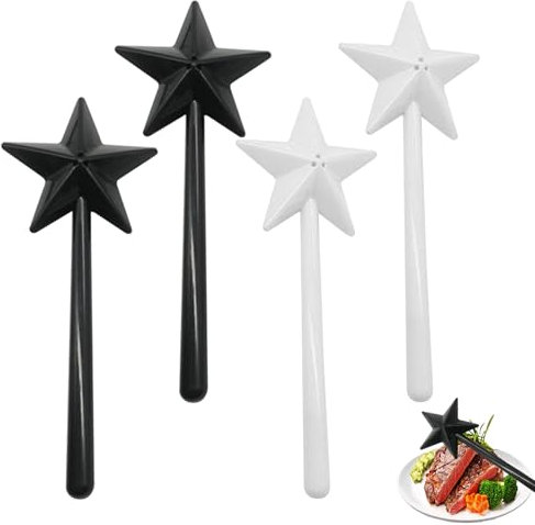 MAYOKIAAR 4 Stück Zauberstab Salz- und Pfefferstreuer – Sternförmiges Gewürzstreuer Set für magische Küche & Partys, Zauberstab Gewürzstreuer, Gewürzstreuer mit Löchern