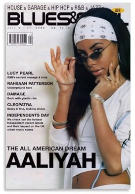 juaseehke Aaliyah Sänger (4) Poster, Raumdekoration, Leinwandposter, ästhetischer Poster, Wandkunst, Dekor-Poster, 30 x 45 cm, ungerahmter Stil