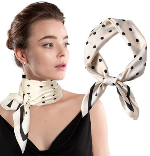 UEIOAVL Schals für Damen, 1 Schal mit gepunktetem Kragenband weiß gepunktet kleiner quadratischer Schal 70 x 70 cm Schalhals