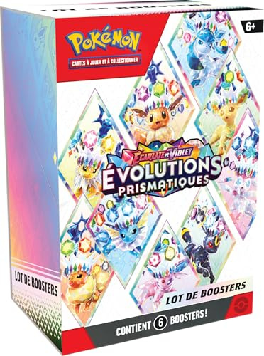 Pokémon: Lot de boosters Écarlate et Violet – Évolutions Prismatiques du JCC Pokémon (6 boosters)