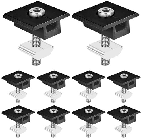 Soportes para Paneles Solares, 10 Piezas Abrazaderas de Extremo 30mm, Soporte en T de Montaje, Estructura de Fijación de Aluminio, para Techo, Autocaravana, Barco, Caravana, Instalación Fotovoltaica