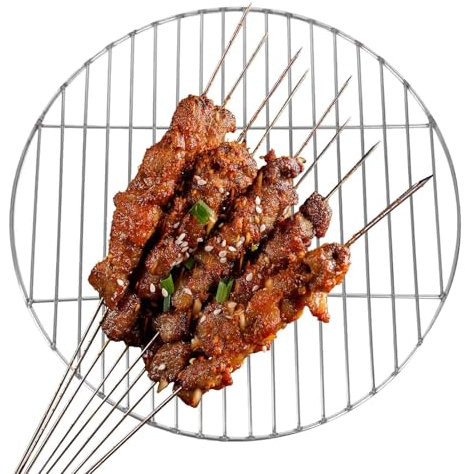 Grille de barbecue | Maille de cuisson de rechange de 37 cm | Grille de cuisson de 700 g | Plateau rond en acier inoxydable pour camping, pique-nique, barbecue dans le jardin