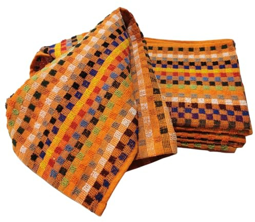 click & receive Orange Terry Tea Towels – 100% Cotton, Super Absorbent – Pack of 1 to 10 | Durable & Soft Kitchen Dish Towels for Drying, 45cm x 65cm (10)