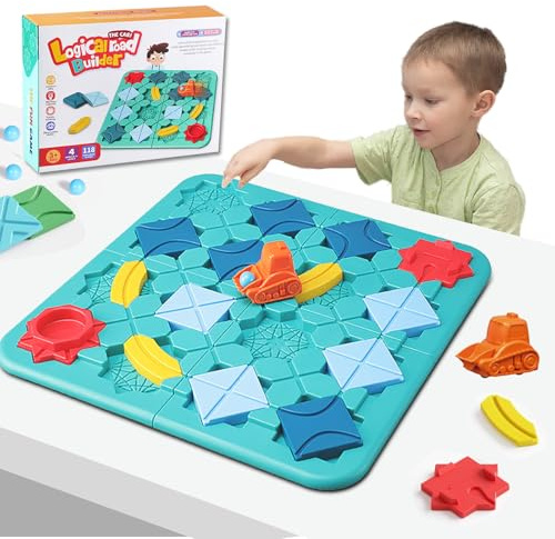 Logik Straßenbau Brettspiel für Kinder ab 4 Jahre，39 x 39 cm Labyrinth Logikspiel, Denkspiel für Jungen & Mädchen, Montessori Spielzeug für Familie & Meh