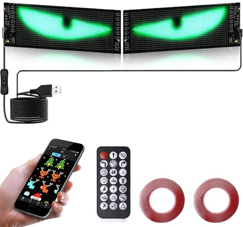 Behogan 2pcs Led Augen für LKW, 102 * 34mm Devil Eyes Light for Cars Led, Personalisiert Augen Lichtschilder Flexible LED-Augen mit APP-Steuerung und Fernbedienung, Bluetooth