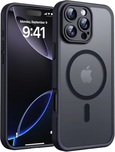 MARELL Magnetic for iPhone 16 Pro Case, Upgraded [Full Camera Protection] [Compatible with Magsafe] [Translucent Matte] Shockproof Protective Phone Case for iPhone 16 Pro 6.3 - Black