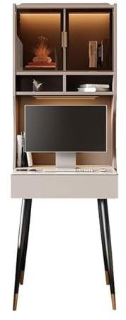 ZENGXJYCQINGJIANG Gaming Desk Modern Study Table Writing Desk with Hutch and Drawer, 24.8 Laptop with Storage Shelves with Charging Station