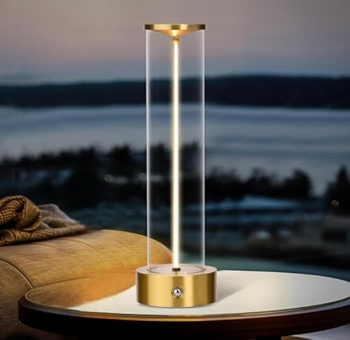 Lampada da Tavolo Magnetica LED Ricaricabile 2200K Filamento Flessibile Magnetico Design Moderno Senza Fili Lampada da Comodino Portatile Luce Calda 2200K Decorativa per Casa Bar e Ristorante (Oro)