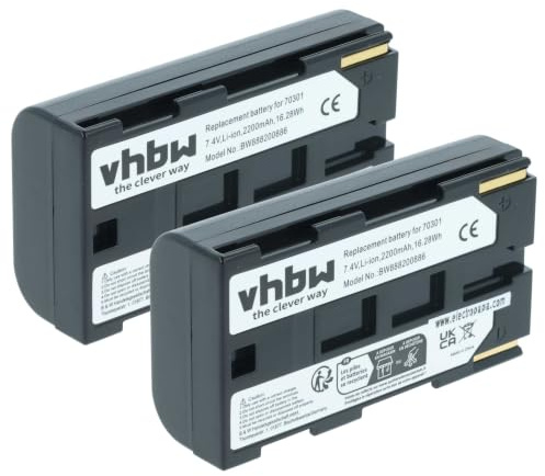 vhbw 2X Akku kompatibel mit Phase One IQ | IQ4, IQ3, P40+, P40, P45+, P45, XF, P65, P30+, P30, P25+, P25 Kamera (2200 mAh, 7,4 V, Li-Ion)