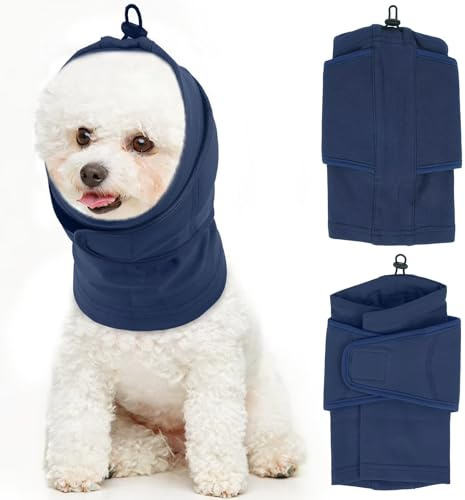 IECOii Snood für Hunde,Hundekopfschutz,Ohrenschutz,Blutohren & OP Pflege,Noise Cancelling & Gehörschutz, Silvester, Feuerwerk, Reisen,beruhigend & elastisch,Hund Hoodie Hund Snood Hund Bandage(Blau,M)
