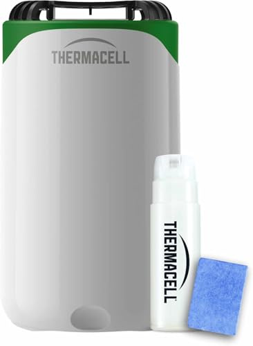 Thermacell Halo Mini (weiß) Starter Set, PT19 - Mückenabwehr-Tischgerät mit Citrodiol aus Zitroneneukalyptusöl - 15 m² Schutzzone - Garten Camping - Inkl. Gaskartusche & 3 Plättchen (12h) - weiß