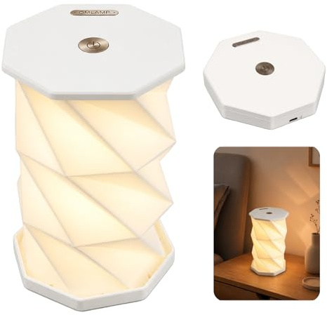 Joyan Faltbare Tischlampe Kabellos mit Akku, Dimmbar LED 3 Modi | Nachttischlampe Farbwechsel, Touch Nachtlicht Stimmungslicht für Schlafzimmer Wohnzimmer Geschenk