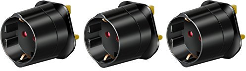 Brennenstuhl Reisestecker Adapter, Steckdosenadapter Reise (Für: England Steckdose und Euro Stecker) Farbe: schwarz (3, 1 Stück)
