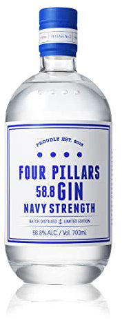 Four Pillars Navy Strength Gin, 70cl - Award Winning Premium Australian Gin - With 9 Signature Botanicals, Fresh Ginger and Turmeric - Ideal for cocktails