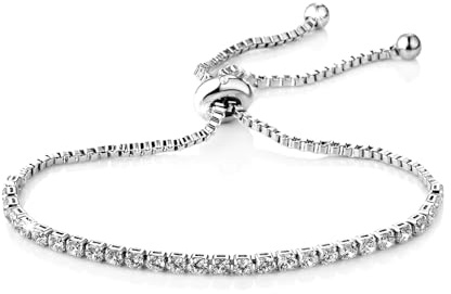 Philip Jones Silver Plated Solitaire Friendship Slider Bracelet Created with Zircondia® Crystals
