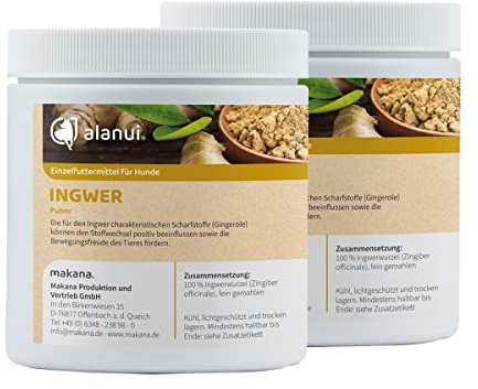 alanui Ingwer gemahlen für Hunde, 2 x 250 g Dose