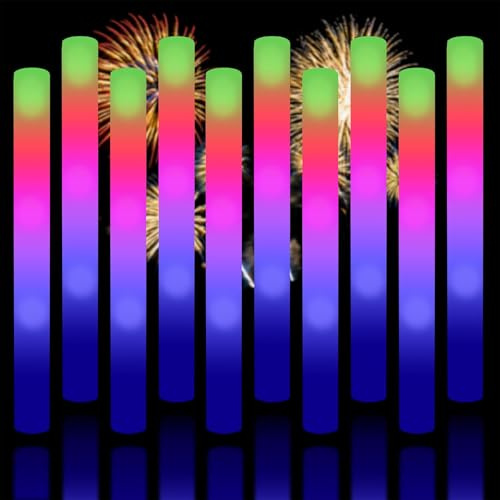 Taotuo Glow Sticks Bulk, 20 Pack LED Light Up Foam Sticks 3 Modes Color Flashing,Glow Party Supplies for Wedding Birthday, Raves, Concert, Camping, New Year, Carnival, Halloween Christmas