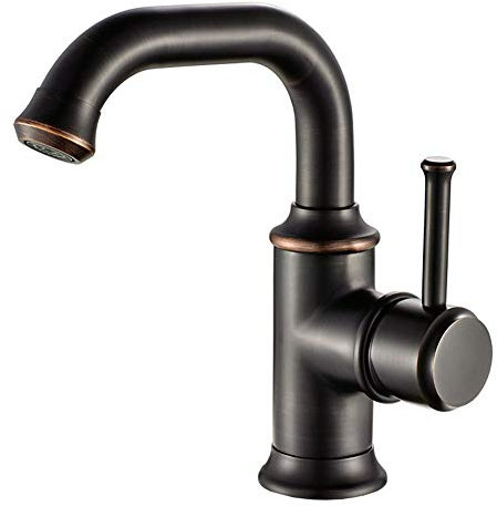 BOATX Nostalgie Retro Einhebel Waschbecken Armatur 360°Schwenkbar Einhebelmischer Bad Wasserhahn-Waschtischarmatur Hoher Auslauf für Badezimmer aus Messing Schwarz