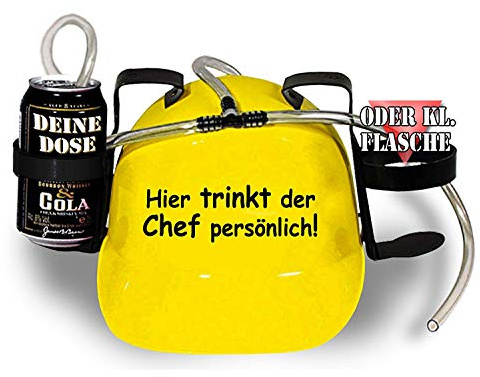 Trinkhelm Spaßhelm mit Print - Hier trinkt der Chef persönlich - 51660 Farbe gelb