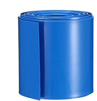 sourcing map Battery Wrap PVC Heat Shrink Tubing 50mm Flat Width for 18650 5 Meters Length Blue