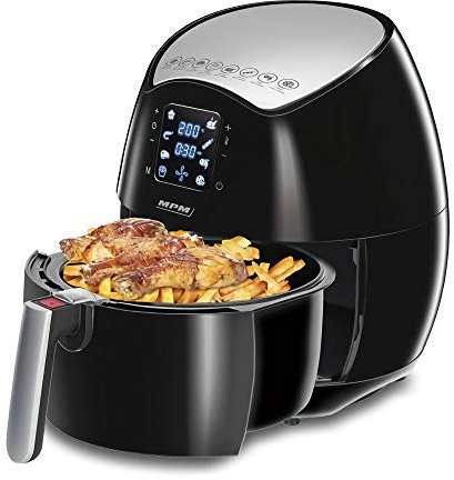 MPM MFR06 Friteuse à Air Chaud sans Huile, 4,5 Litres, sans BPA, Cuisson Saine, 8 Programmes de Cuisson, panneau numérique, Thermostat 80-200ºC, Minuterie 30 min, 1500W