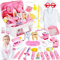 HERSITY Arztkoffer Mädchen Spielzeug 3+ Jahre Geschenkideen, Doktorkoffer Kinder Arztkittel Kind Doctor Set Rollenspiel Kinderspielzeug Geschenke Spielsachen ab 4 5 6 Jahre Kleinkinder Mädche (Rosa)