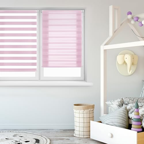 Blindecor Indus Sensa attrezzi | Tenda a rullo a doppio strato senza perforazione | Colore Rosa 42 x 180 cm (Larghezza x Altezza) | Dimensioni del tessuto 39 x 175 cm