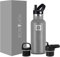 Insulated Water Bottle with Straw Lid Narrow - 470ml (3 Lids) - Cold 24hrs & Hot 12hrs Drinks - Double-Walled Stainless Steel Metal Leakproof Travel Sports Gym Camping & Hiking Hydration Flask