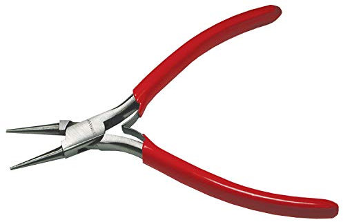 The Beadsmith Platinum Series German Round Nose Pliers, 4.75 inches (120mm) with Polished Steel Head, red PVC Comfort Grip Handle and Double-Leaf Spring, Tool for Jewelry Making