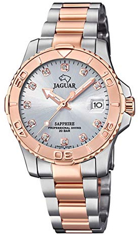 JAGUAR Damenuhr Modell J871/3 aus der Kollektion Woman, Gehäuse 34 mm, Grau mit Stahlband