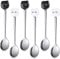 6 Pieces Cat Coffee Spoon Cute Stainless Steel Cat Head Spoon, Lovely Ice Cream Dessert Tool for Stirring Tea Coffee Sugar Dessert (Black, White)