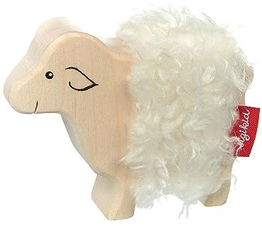 SIGIKID 39510 Holztier Schaf Cudly Wudly Mädchen und Jungen Babyspielzeug empfohlen ab 3 Jahren natur/weiß