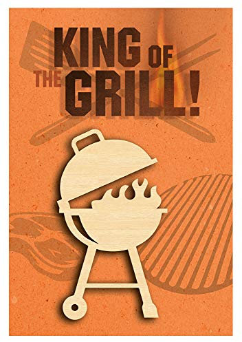 KE - Exklusive Männer Geburtstagskarte mit Grill Motiv, DIN B6 Format, Inklusive Umschlag und Innendruck - Hochwertige Holzteil Detailierung - Geschenk für Grillliebhaber - Motiv: Grill