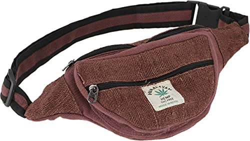 GURU SHOP Praktische Hanf Gürteltasche, Ethno Bauchtasche, Sidebag - Braun, Unisex - Erwachsene, 15x20x8 cm