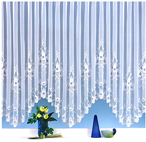 heimtexland ® Bogen Gardinen Store weiß Kräuselband Vorhang transparent Blumen Bordüre Typ10 Höhe 145cm x Breite 500cm