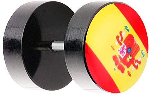 Taffstyle Ohrstecker Ohrringe Piercing Fake Ohr Plug Flesh Tunnel Fahne Motiv Fussball EM WM Fanartikel Land Flagge Schmuck Spanien 10mm