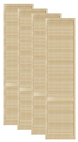 DecoMeister Puertas de Lamas Madera 594x2422 mm - Pack de 4 Pino sin tratar | Puerta interior de Armario de láminas con ventilación Abierta, Hoja de Madera Natural para Bricolaje, Grosor 21 mm