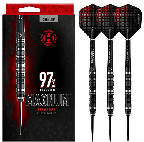 Harrows magnum reloaded dartpfeile, 97 % wolfram, mit stahlspitze, 23 g, schwarz und silber