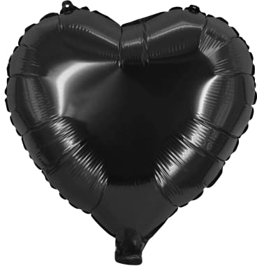 Party Factory Folienballon Herz, schwarz, Ø 45cm, Heliumballon, hochglänzender Luftballon für Muttertag, Hochzeit, JGA, Geburtstag