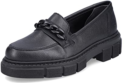 Rieker Damen Slipper M3861, Frauen Slip On,lose Einlage,schluepfschuhe,Loafer,Slip-ons,freitzeitschuhe,offener,einschlupf,schwarz (01),39 EU / 6 UK