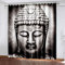 JORILS Blickdichte Gardinen Verdunkelungsvorhang Graue Buddha-Statue Lichtundurchlässige Vorhang mit Ösen für Schlafzimmer Geräuschreduzierung Warm halten Kälteschutz 140x160cm(HxB), 2er Set