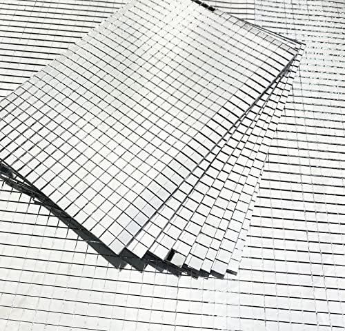 4720 Stück selbstklebende Glasmosaikkacheln Mini Quadrat Silber Spiegel Mosaik Quadrat Glas Aufkleber für DIY Handwerk Dekoration, 5 x 5 mm, 10 Bögen